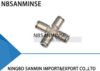 PZT 4 Way Tube Cross Union Manifold Connector Pneumatic Pipe Fittings Push In Coupler Sanmin