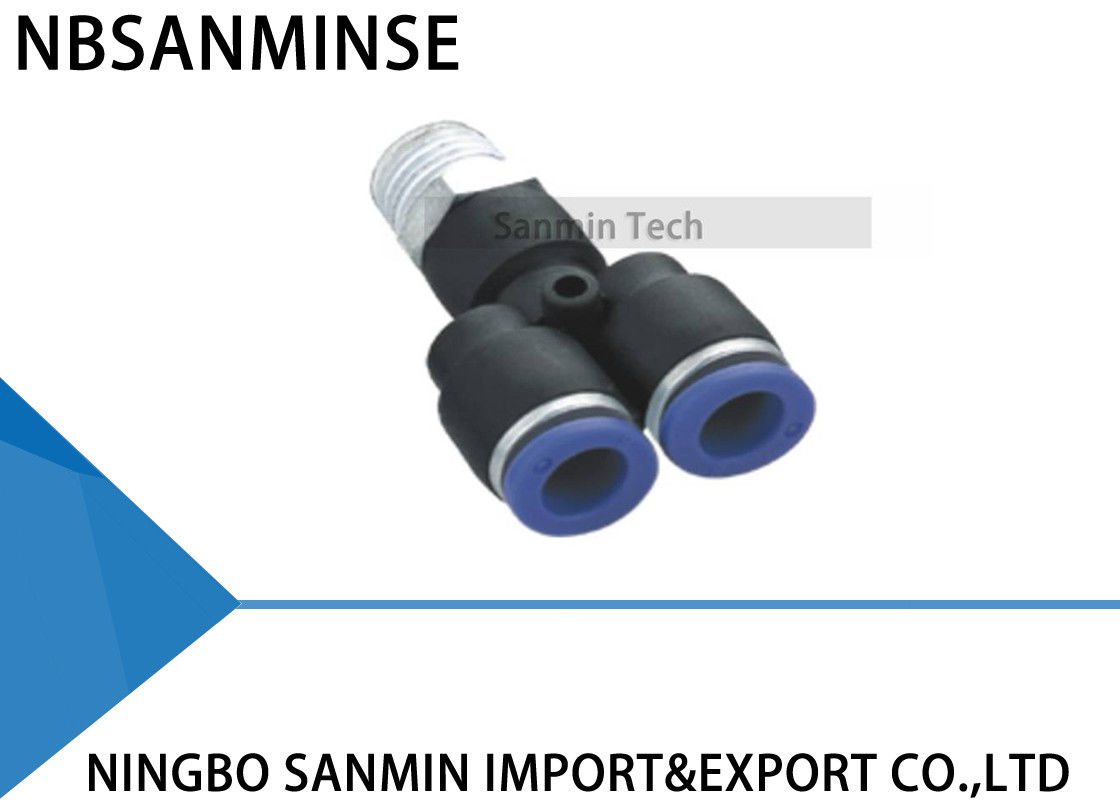 PWT Plastic Fitting Pneumatic Push Tube Plastic Male Y Connector Quick Fitting Sanmin
