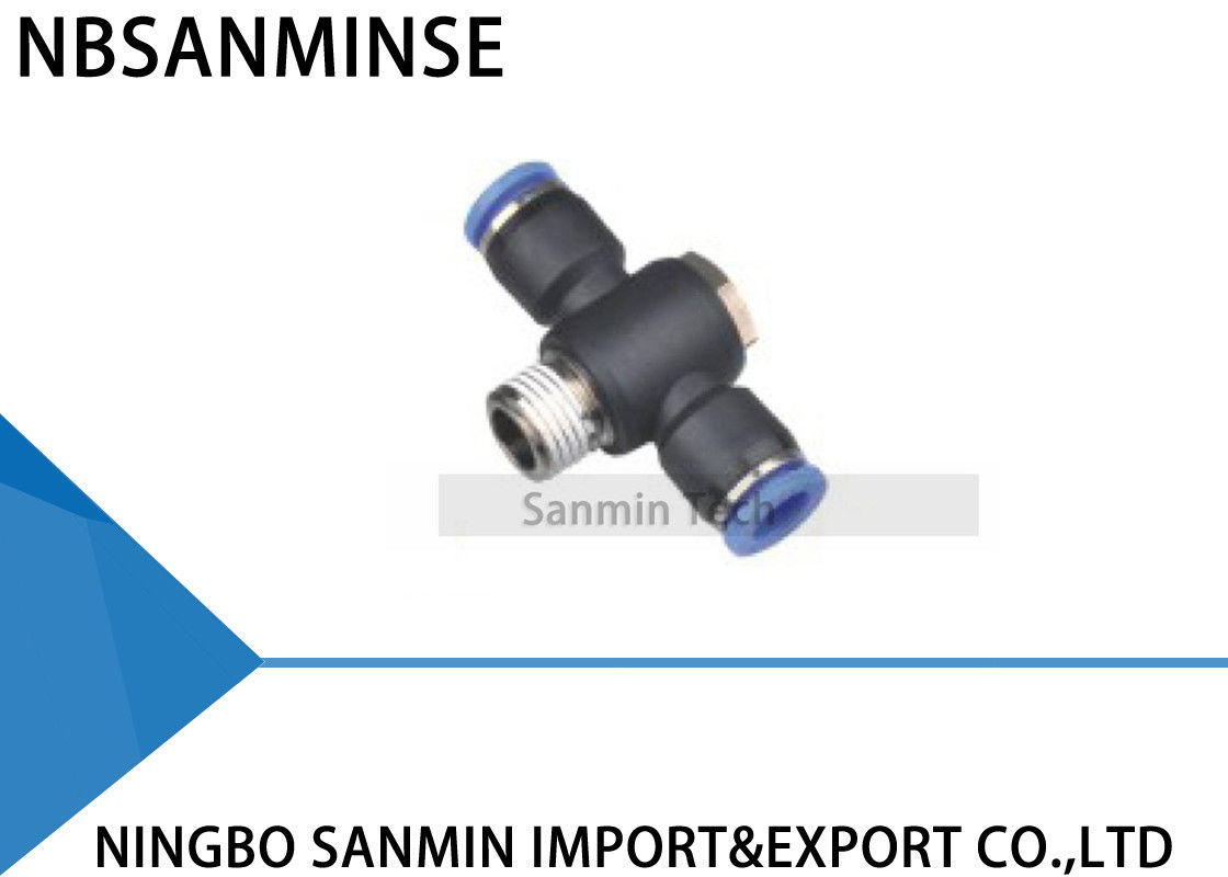 PGT Quick Connecting Tube Fittings Push In R Thread Application To Polyurethane and Nylon Sanmin