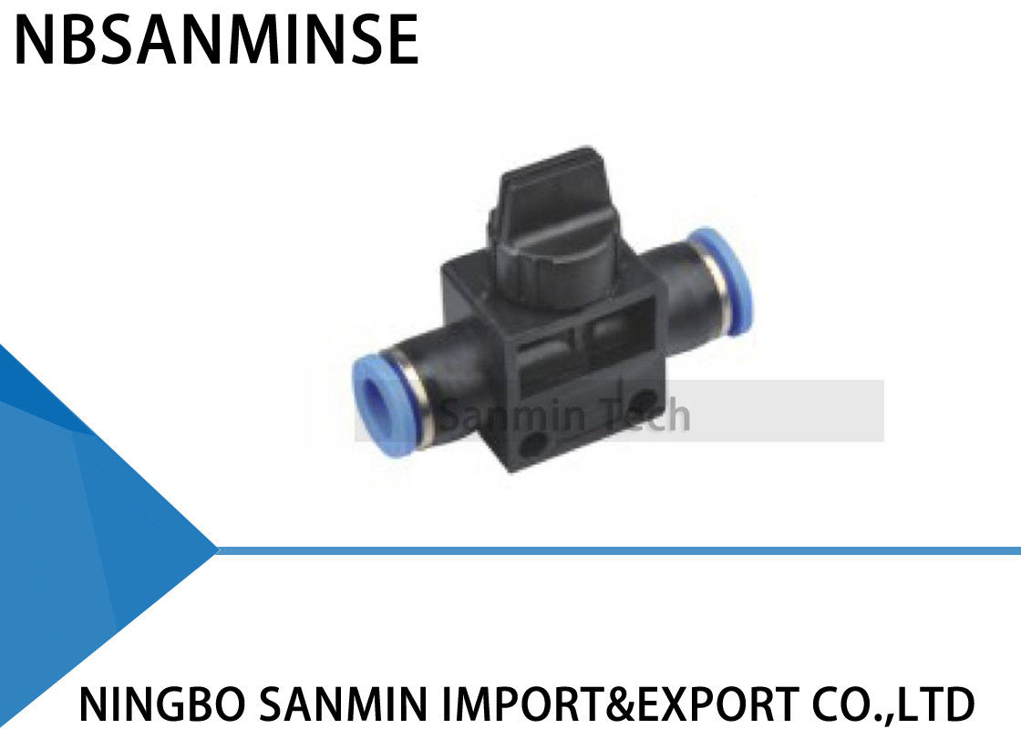 HVFF Pneumatic Flow Control Valve Hand Hose To Hose Connector Air Push In 2Way / 3 Way Fittings Sanmin