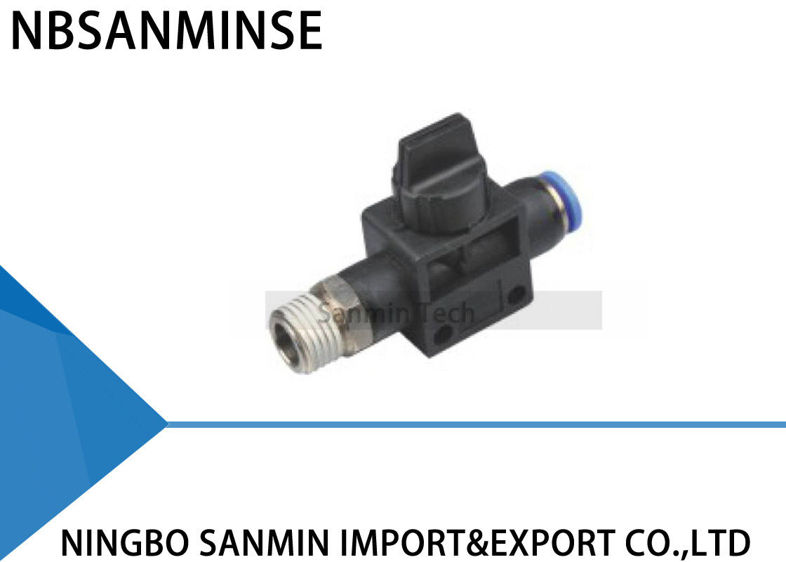 HVSF Pneumatic Flow Control Valve Hand Thread To Hose Connector Push In 2Way / 3 Way Fittings Sanmin