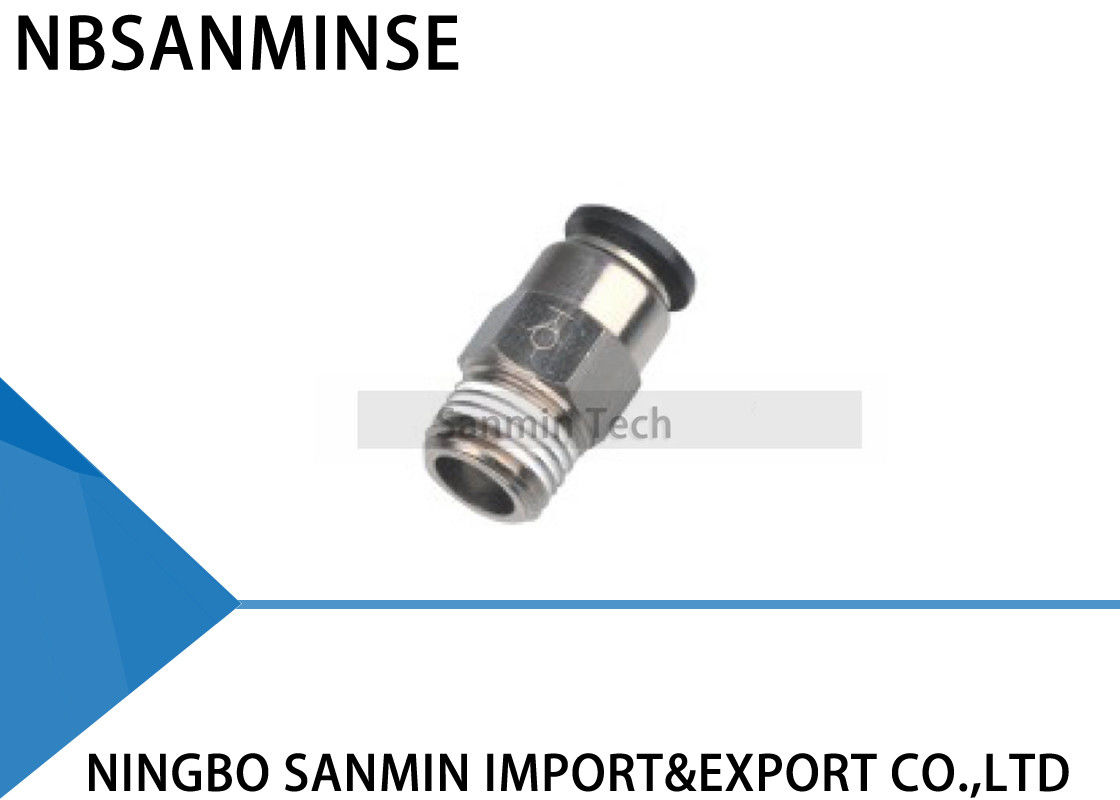SPC Pneumatic Push In Stop Valve Fittings Air Straight Union Self-Sealing Connector Sanmin