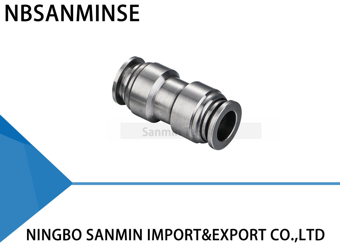 Push In Food Grade SS316L Pneumatic Air Fittings , Anticorrosion Stainless Steel Union Straight Fitting