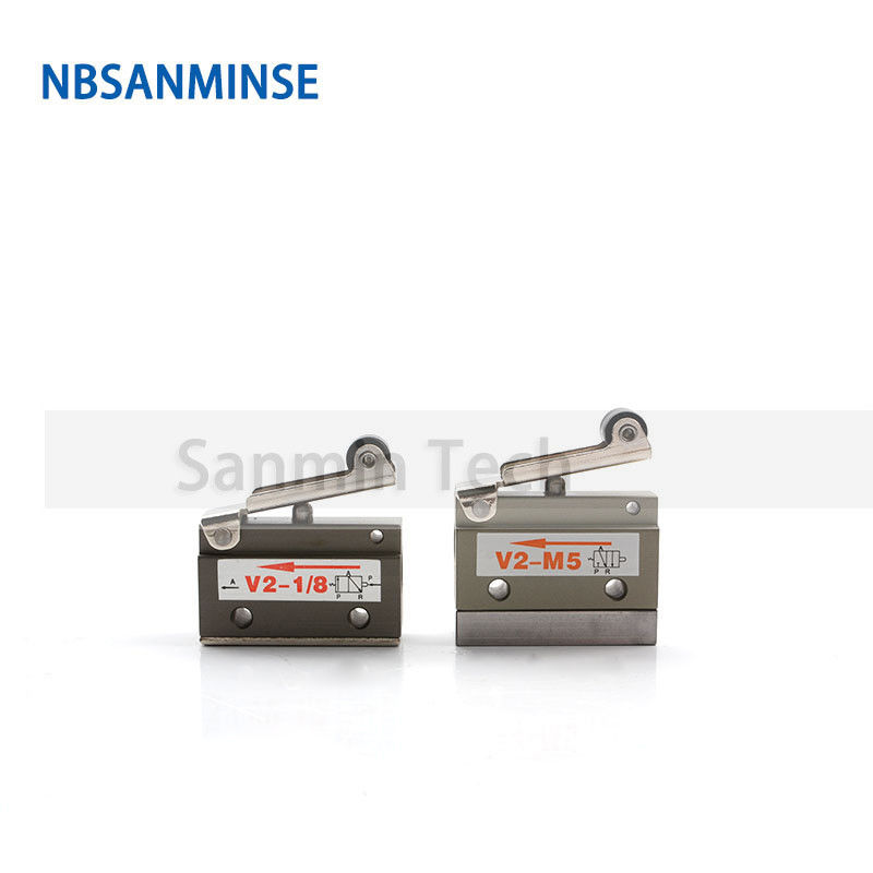 NBSANMINSE V2-M5 V2-1/8 2/2 Way Air Mechnical Control Valve Pneumatic Two Way Roller Valve Automation Line