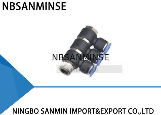 Tube Universal Triple Branch Union Fittings Plastic Banjo Air Push In Swivel Quick Connector Sanmin