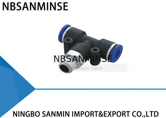 PT Plastic Male Branch Tee Fitting Pneumatic Push In Machine Accessories Connector Sanmin
