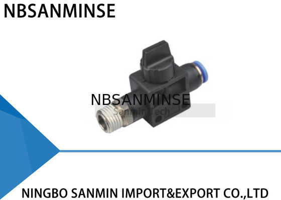 HVSF Pneumatic Flow Control Valve Hand Thread To Hose Connector Push In 2Way / 3 Way Fittings Sanmin