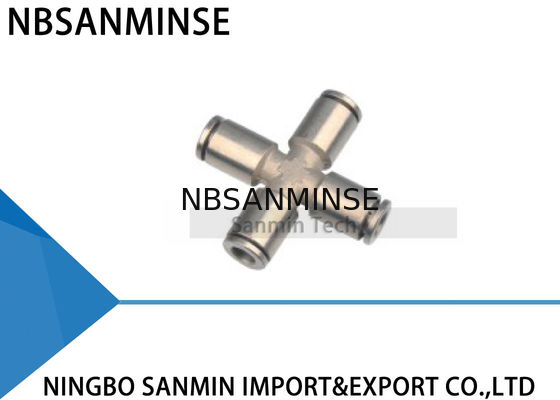 PZT 4 Way Tube Cross Union Manifold Connector Pneumatic Pipe Fittings Push In Coupler Sanmin