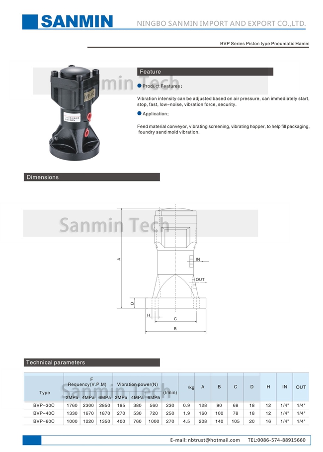 BVP Series Security Pneumatic Air Vibrator For hopper Air Piston