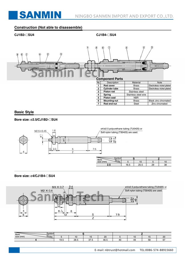 CJ1 SMC Pneumatic Air Cylinder Single Acting Spring Return Non Lube Pin