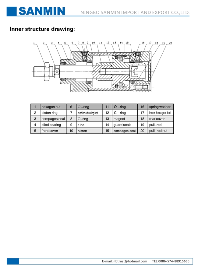SC Series Standard Pneumatic Air Cylinder Double Acting Series